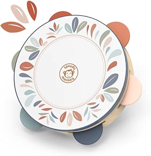 Tamburello bambini legno Musicali di Legno Tamburello Strumenti Giocattolo Giocattoli Tamburo Musicale Educativi Percussioni Regalo Mano Percussione del Pezzi Regali Natale Bambino Strumento Drum Anni
