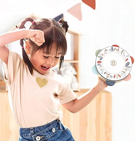 Tamburello bambini legno Musicali di Legno Tamburello Strumenti Giocattolo Giocattoli Tamburo Musicale Educativi Percussioni Regalo Mano Percussione del Pezzi Regali Natale Bambino Strumento Drum Anni - 2