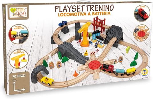 Pista Trenino Legno Bambini Pista Legno Bambini Giocattolo Trenino Macchinine Treno di Giochi da 2 Anni Regalo Con Pezzi In Legno Giocattoli Ferrovia Accessori Educativi Locomotiva - 3