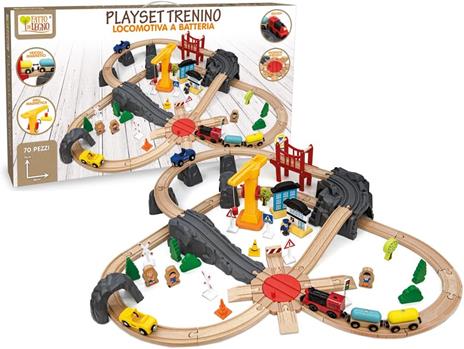 Pista Trenino Legno Bambini Pista Legno Bambini Giocattolo Trenino Macchinine Treno di Giochi da 2 Anni Regalo Con Pezzi In Legno Giocattoli Ferrovia Accessori Educativi Locomotiva - 4