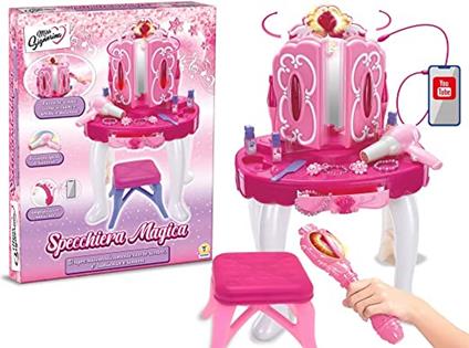 Specchiera Bambina Giocattolo Trucco Bambina 3 Anni Trucco di Bambina Bambini Trucchi Sgabello Giocattolo Accessori da Specchiera Specchio Toeletta Regallo