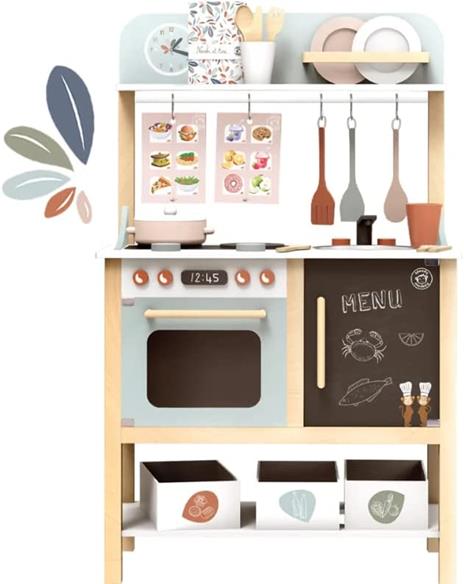 Cucina Legno per Bambini Grande Cucina Giocattolo in Legno per Bambini Altezza 90 cm Cucina Giocattolo per Bambini (Bianco) - 2
