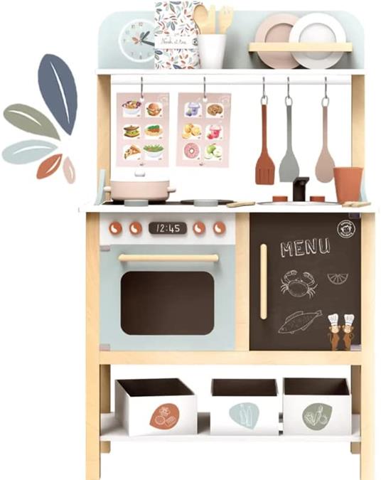 Cucina Legno per Bambini Grande Cucina Giocattolo in Legno per Bambini Altezza 90 cm Cucina Giocattolo per Bambini (Bianco) - 2