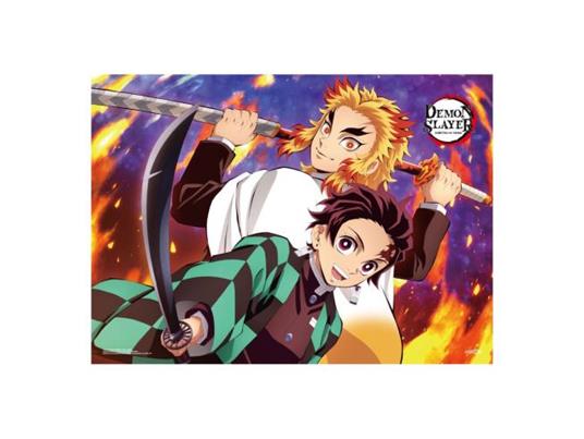 Demon Slayer: Kimetsu No Yaiba Fabric Poster Tanjiro E Kyojuro Rengoku 84 X 118 Cm Popbuddies