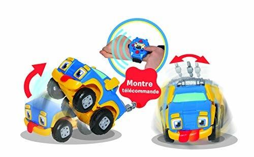 REV &ROLL RC RUMBLE Auto giocattolo radiocomandato da orologio giocattolo sensoriale per bambini che ruota e si tremolio del cartone animato Rev &Roll, giocattolo per bambini dai 3 anni in su.