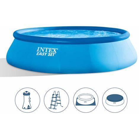 Intex Piscina Easy 457x107 Cm, Pompa Filtraggio, Scaletta Doppia, Telo Base, Copertura - 3