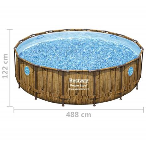 Piscina POWER STEEL Rotonda con Accessori 4,88 x 1,22 m Effetto legno 56725 - 6