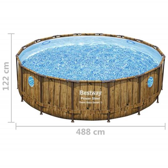 Piscina POWER STEEL Rotonda con Accessori 4,88 x 1,22 m Effetto legno 56725 - 6