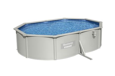 Bestway Hydrium Piscina mis. 500x360x120 cm, acciao/pvc, colore grigio, stampa interna realistica in pietra prismatica filtro a sabbia, copertura, sscaletta, dosatore chimico ChemConnect, tappeto base