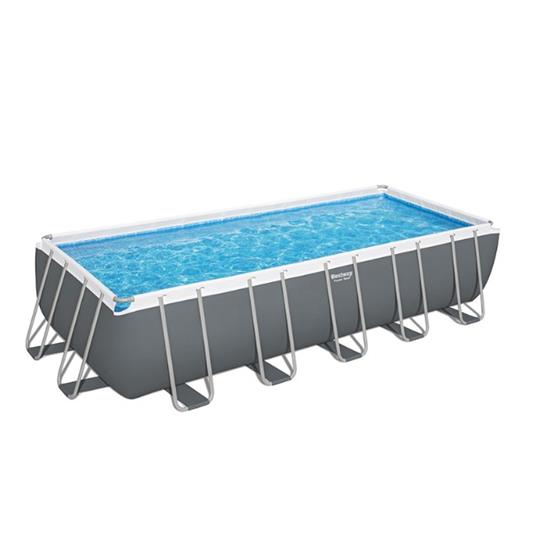 Bestway Piscina Rettangolare Power Steel 5612B Grigio Scuro - 640x274x132cm con Filtro a Sabbia