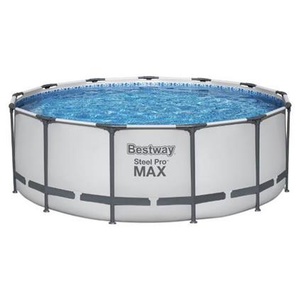 Piscina STEEL PRO MAX Rotonda Accessoriata 3,96 x 1,22 m Grigio 5618W 5