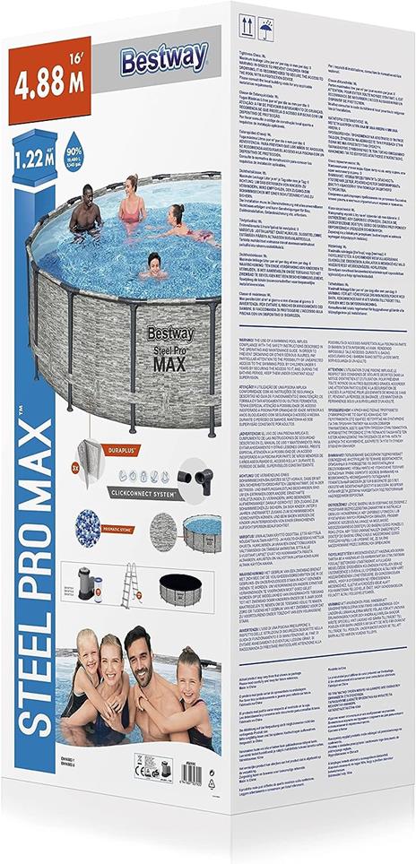 Piscina fuori terra rotonda Steel Pro MAX 488x122 cm effetto pietra (5619E) - 3