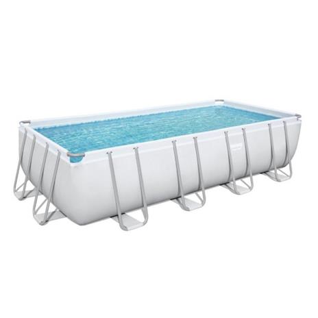 Bestway Piscina Rettangolare Power Steel 56466 Grigio Chiaro - 549x274x122cm con Filtro a Sabbia