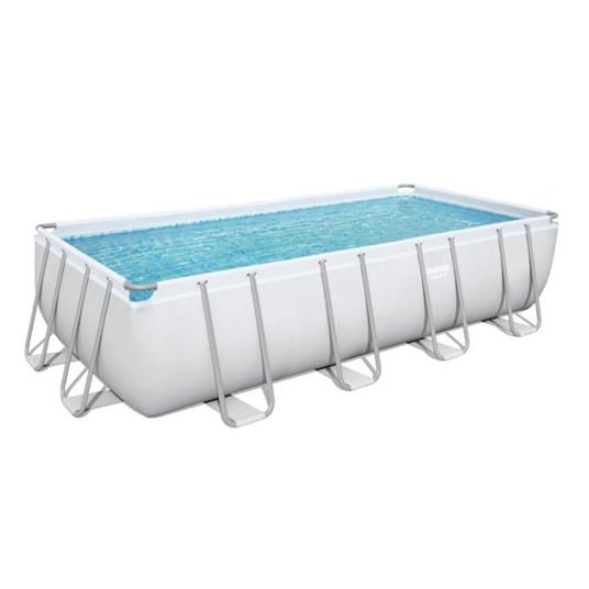 Bestway Piscina Rettangolare Power Steel 56466 Grigio Chiaro - 549x274x122cm con Filtro a Sabbia