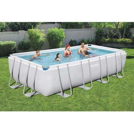 Bestway Piscina Rettangolare Power Steel 56466 Grigio Chiaro - 549x274x122cm con Filtro a Sabbia - 4