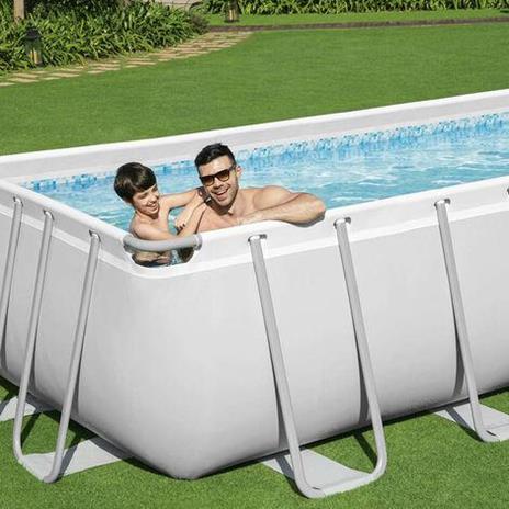 Bestway Piscina Rettangolare Power Steel 56466 Grigio Chiaro - 549x274x122cm con Filtro a Sabbia - 5