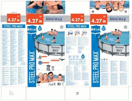 Bestway Steel Pro 56595 piscina fuori terra Piscina con bordi Piscina rotonda 10220 L Blu, Grigio - 8