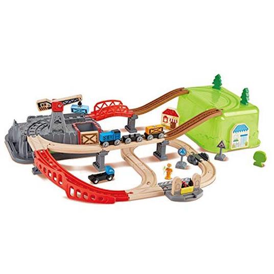 Hape Set da 50 Pezzi da Treno con Pratica Scatola portaoggetti, E3764
