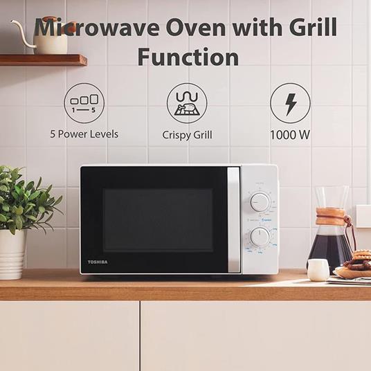 Toshiba MW2-MG20PF Forno Microonde Grill Combinato, 20 L, 5 Livelli di  Potenza Regolabili, Luci LED Integrate, 800 W, Grill 1000 W, 44x33.4x25.9  cm, Bianco - Toshiba - Casa e Cucina | IBS
