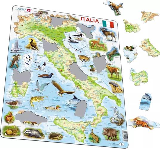 Puzzle per Bambini CARTINA DELL'ITALIA cm 36x28 (65 pezzi). Larsen. - 3