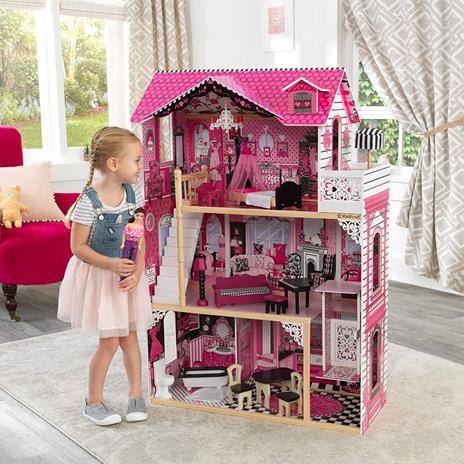 KidKraft 65093 Casa delle Bambole in Legno Amelia per Bambole di 30 cm con 15 Accessori Inclusi e 3 Livelli di Gioco - 2