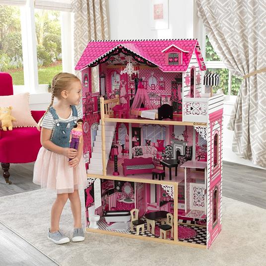 KidKraft 65093 Casa delle Bambole in Legno Amelia per Bambole di 30 cm con 15 Accessori Inclusi e 3 Livelli di Gioco - 2