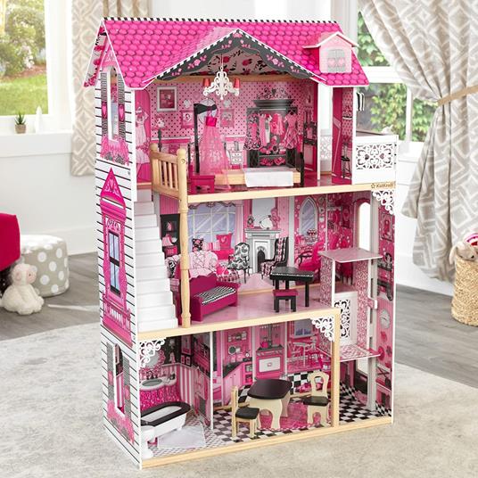 KidKraft 65093 Casa delle Bambole in Legno Amelia per Bambole di 30 cm con 15 Accessori Inclusi e 3 Livelli di Gioco - 3