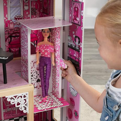 KidKraft 65093 Casa delle Bambole in Legno Amelia per Bambole di 30 cm con 15 Accessori Inclusi e 3 Livelli di Gioco - 4