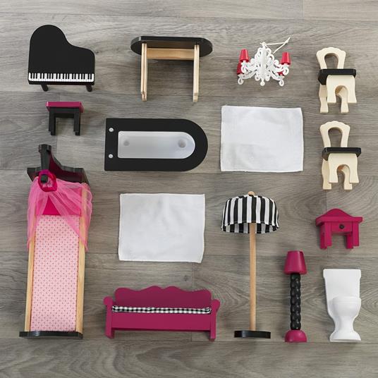 KidKraft 65093 Casa delle Bambole in Legno Amelia per Bambole di 30 cm con 15 Accessori Inclusi e 3 Livelli di Gioco - 6