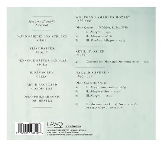 Musica per Oboe - SuperAudio CD di Wolfgang Amadeus Mozart,Harald Saeverud,David Strunck - 2