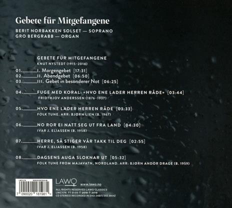 Gebete Fur Mitgefangene-Prayers For Fellow Prisoners - CD Audio di Berit Norbakken Solset-Gro Bergabb - 2