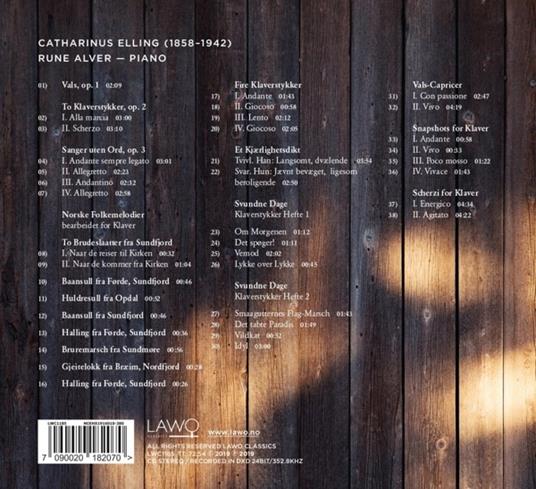 Et Kjaerlighetsdikt. Composizioni per pianoforte - CD Audio di Catharinus Elling,Rune Alver - 2