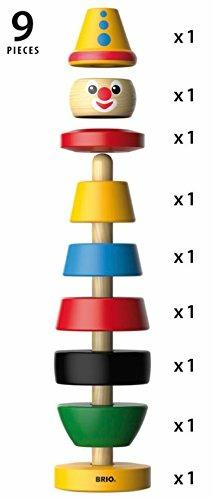 BRIO - Clown da Impilare, Set di Mattoncini in Legno con Base, Kit di Costruzioni, 9 pezzi, Età 12+ Mesi - 4