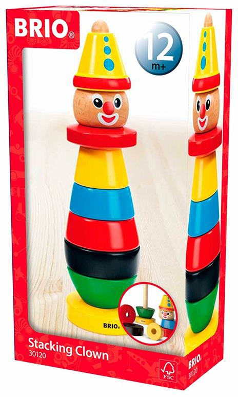 BRIO - Clown da Impilare, Set di Mattoncini in Legno con Base, Kit di Costruzioni, 9 pezzi, Età 12+ Mesi - 6