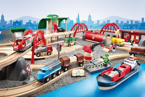 BRIO WORLD - Set Ferrovia Deluxe, Pista Trenino con Accessori, Compatibile con tutti i Prodotti Brio, 87 pezzi, Età 3+ Anni - 5