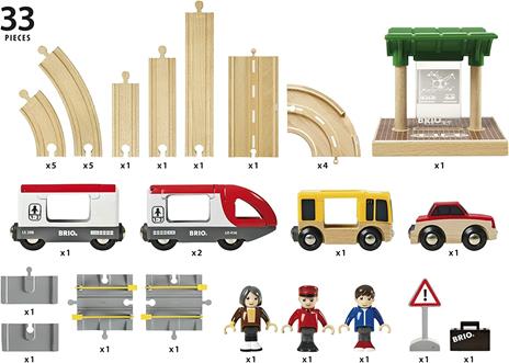 BRIO WORLD - Set Ferrovia e Strada, Pista Trenino con Accessori, 33 pezzi, Età 3+ Anni - 3