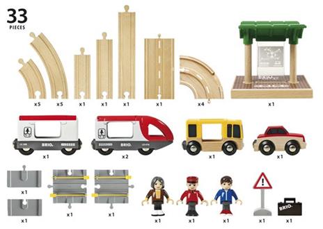 BRIO WORLD - Set Ferrovia e Strada, Pista Trenino con Accessori, 33 pezzi, Età 3+ Anni - 9