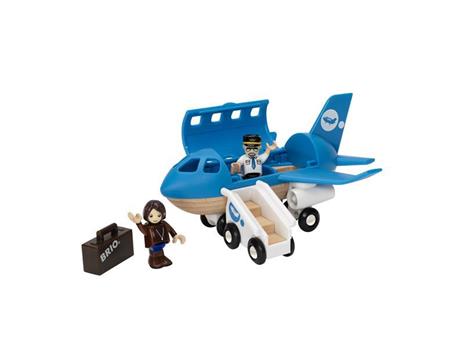 BRIO WORLD - Set Aeroplano con Scala d'Imbarco, Veicoli Giocattolo in Legno, 5 pezzi, Età 3+ Anni - 2