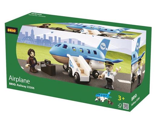 BRIO WORLD - Set Aeroplano con Scala d'Imbarco, Veicoli Giocattolo in Legno, 5 pezzi, Età 3+ Anni - 4