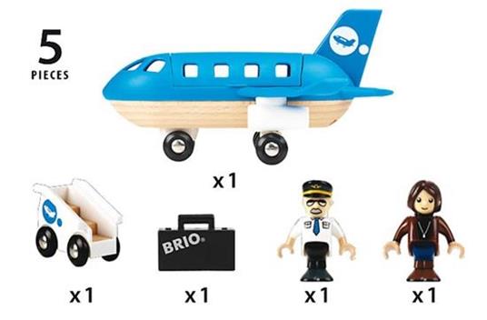 BRIO WORLD - Set Aeroplano con Scala d'Imbarco, Veicoli Giocattolo in Legno, 5 pezzi, Età 3+ Anni - 5