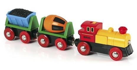 BRIO WORLD - Treno con Locomotiva a Batterie, Veicoli per Pista Trenino BRIO, 3 Pezzi, Età 3+ Anni