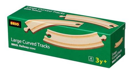 BRIO WORLD - Binari Curvi Grandi, Accessori per Pista Trenino BRIO, 4 pezzi, Età 3+ Anni - 4