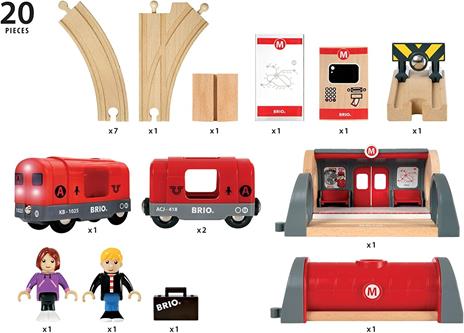 BRIO WORLD - Set Ferrovia a Due Linee con Scambio, Pista Trenino con Accessori, 42 pezzi, Età 3+ Anni - 7