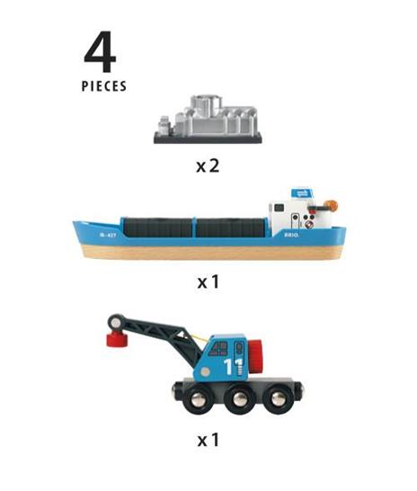 BRIO WORLD - Nave Container e Gru, Veicoli Giocattolo in Legno, 4 pezzi, Età 3+ Anni - 5