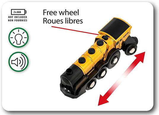 BRIO WORLD - Grande Locomotiva Dorata con Luci e Suoni, Veicoli per Pista Trenino BRIO, Età 3+ Anni - 4