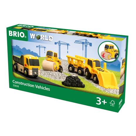 BRIO WORLD - Set di Veicoli da Cantiere, Veicoli Giocattolo in Legno, 5 pezzi, Età 3+ Anni