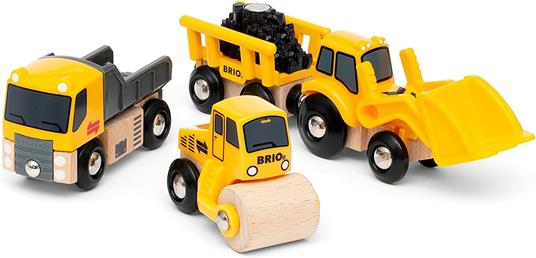 BRIO WORLD - Set di Veicoli da Cantiere, Veicoli Giocattolo in Legno, 5 pezzi, Età 3+ Anni - 2