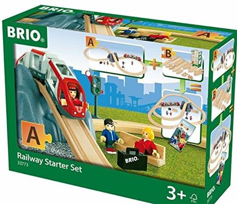 BRIO WORLD - Starter Set Ferrovia, Pista Trenino con Accessori, 26 pezzi, Età 3+ Anni