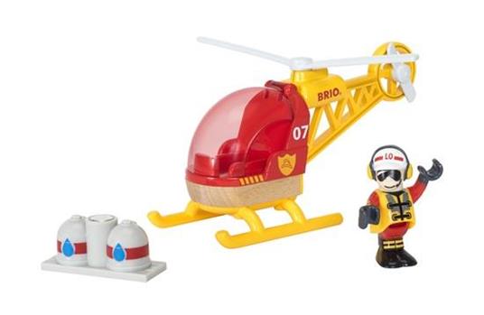 BRIO WORLD - Elicottero dei Pompieri, Veicoli Giocattolo in Legno, 3 pezzi, Età 3+ Anni - 2