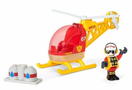 BRIO WORLD - Elicottero dei Pompieri, Veicoli Giocattolo in Legno, 3 pezzi, Età 3+ Anni - 3